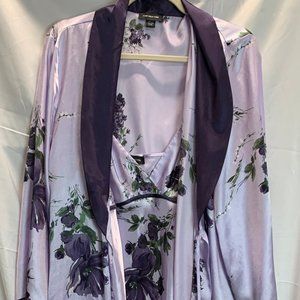 Jones New York Puple Floral Gown and Robe Set Size X Large